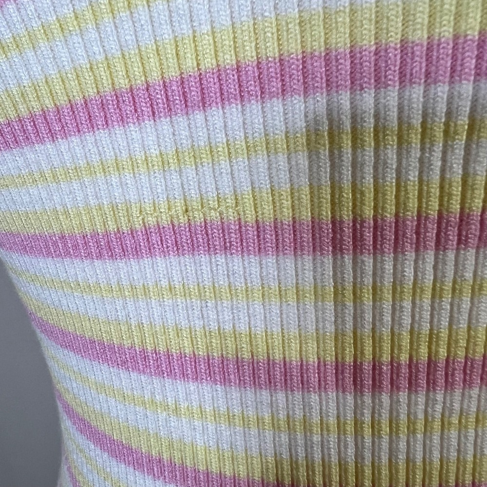 Lulus Striped Ribbed Knit Bodycon Mini Dress Yellow Pink White XS NWT Snag - Picture 7 of 11